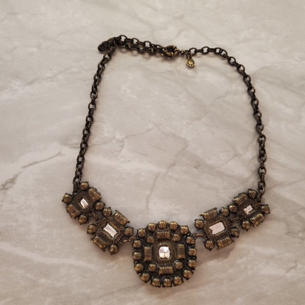 ✨ J.Crew Rhinestones Crystals Pave Cluster Antique Necklace ✨ - Picture 9 of 16